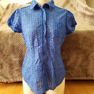 New York &Company Blue collard top